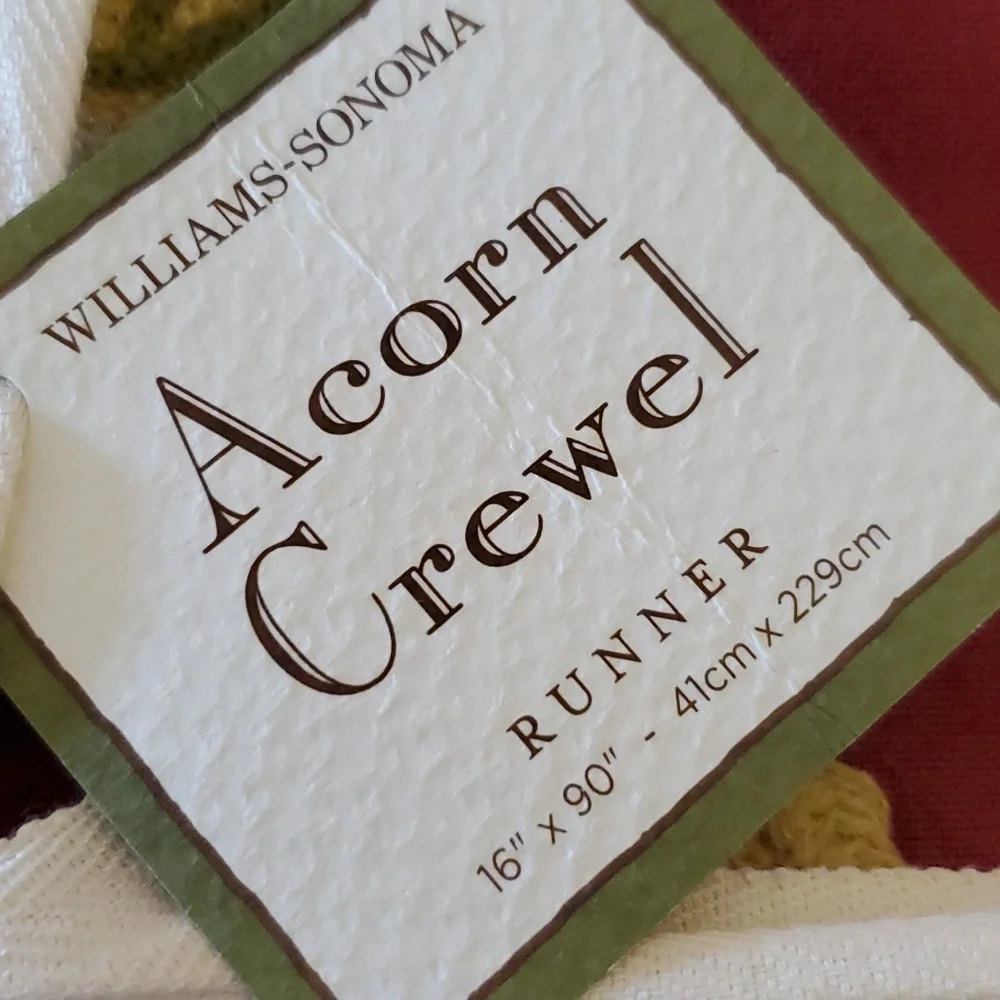 Williams Sonoma Acorn Crewel Runner 16x90